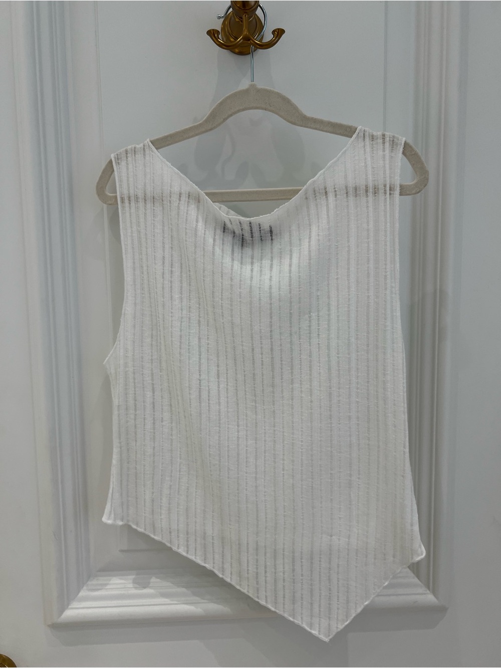 Motel Rocks Women’s Asymmetric Sleeveless Ribbed Tank Top - White